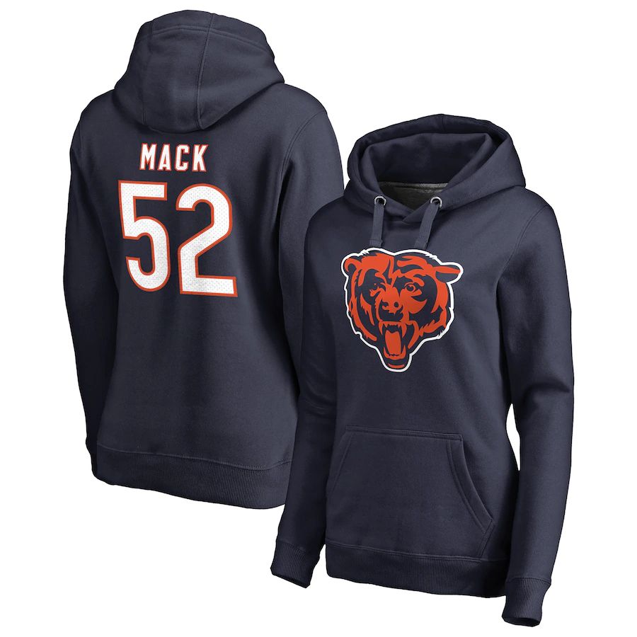 Women Chicago Bears #52 Khalil Mack NFL Pro Line by Fanatics Branded Navy Player Icon Name & Number Pullover Hoodie->women nfl jersey->Women Jersey